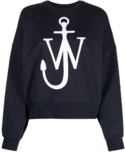 JW Anderson Navyblauwe Sweater met JW-Initials Logo Blauw Dames