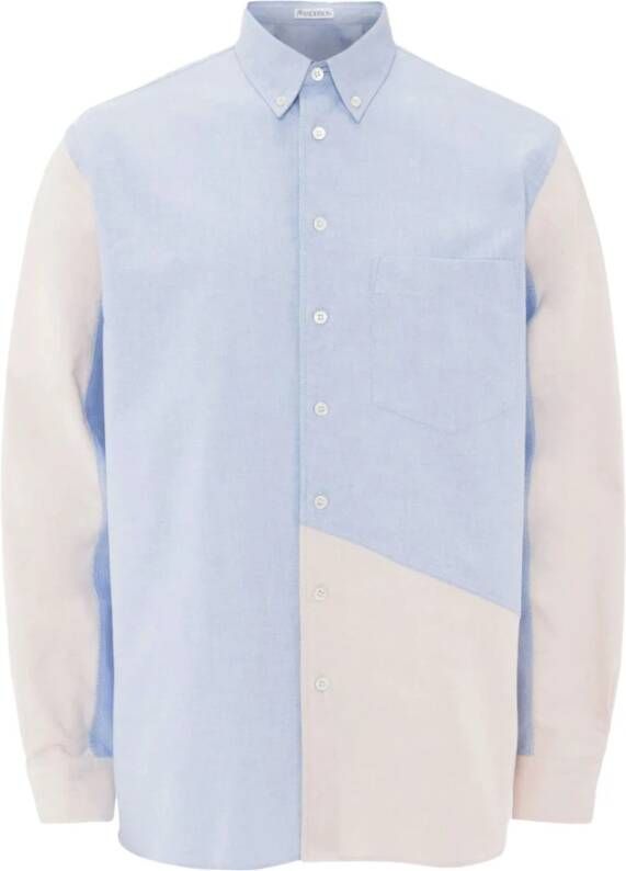 JW Anderson Patchwork Casual Overhemd Lichtblauw Off White Blauw Heren
