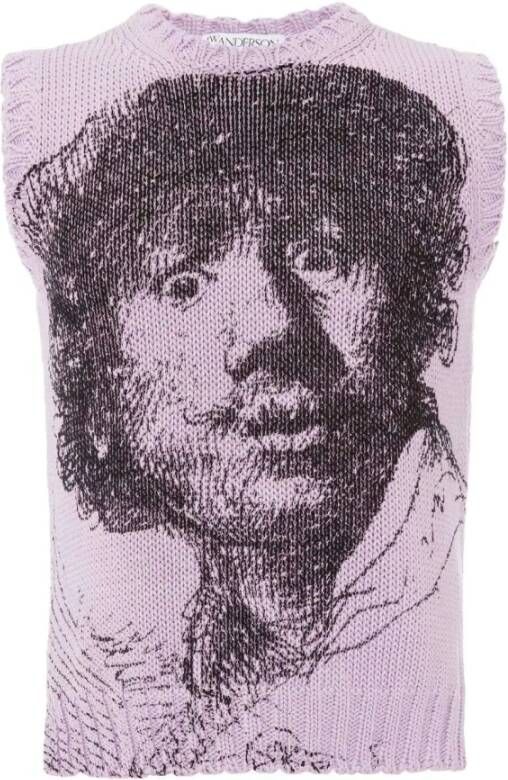 JW Anderson Rembrandt-print Mouwloze Trui Purple Dames
