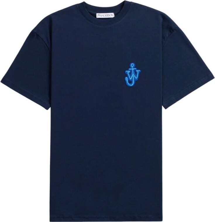 JW Anderson Stijlvolle Blauw en Groen T-Shirt voor Mannen Blauw Heren