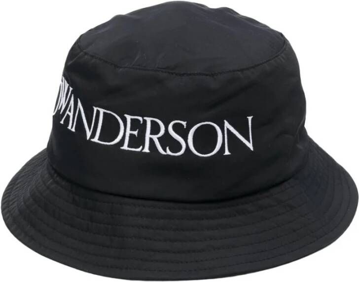 JW Anderson Stijlvolle Logo Geborduurde Bucket Hat Zwart Dames