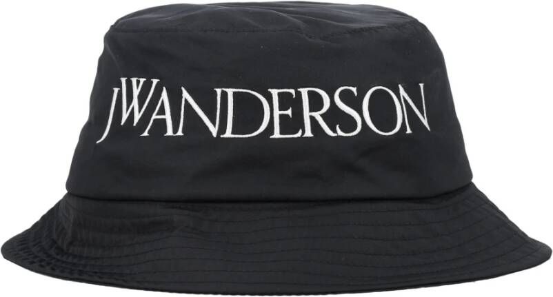 JW Anderson Stijlvolle Zwarte Bucket Hoed met Logo Zwart Heren