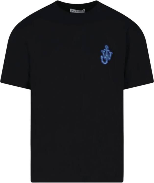 JW Anderson Zwarte Anchor Logo-Patch Katoenen T-shirt voor Heren Black Heren