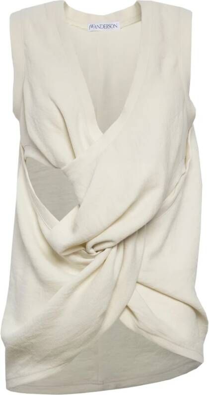 JW Anderson Twist-Front Mouwloze Top Wit Dames