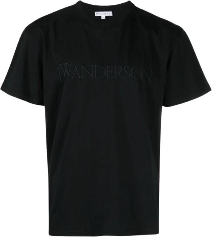 JW Anderson Upgrade van Logo-geborduurd Katoenen T-shirt Zwart Heren