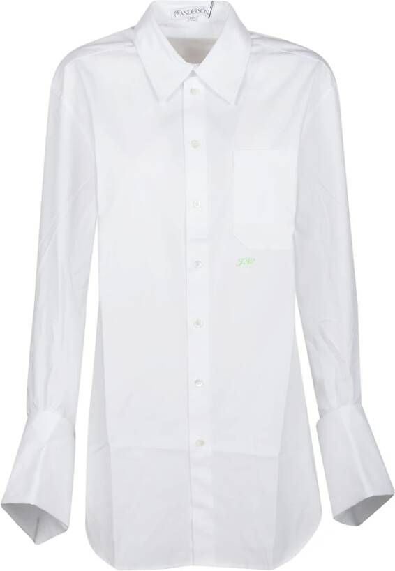 JW Anderson Witte Oversized Manchet Shirt White Dames