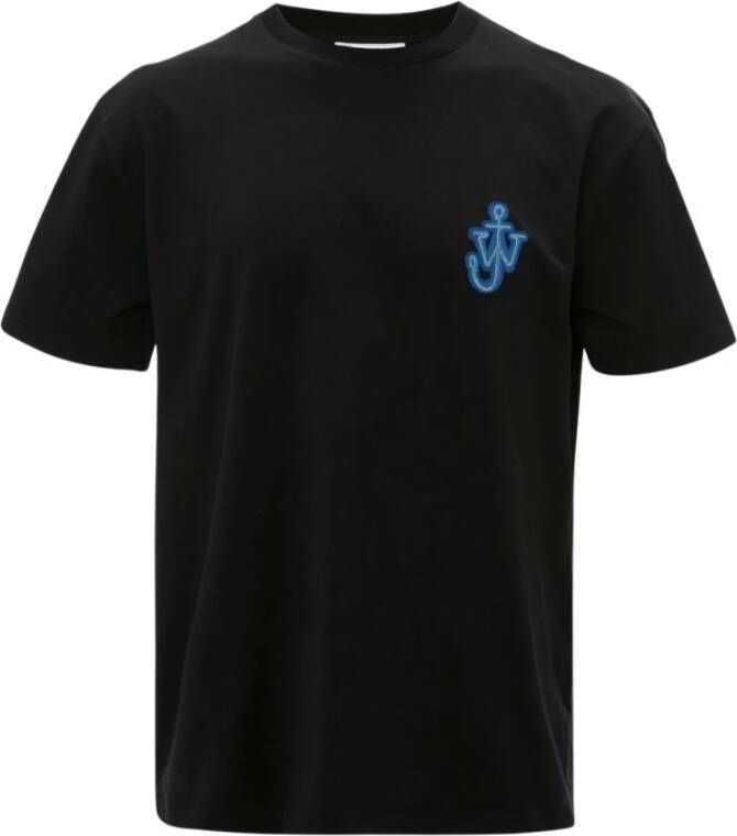 JW Anderson Zwarte Anchor Logo-Patch Katoenen T-shirt voor Heren Black Heren