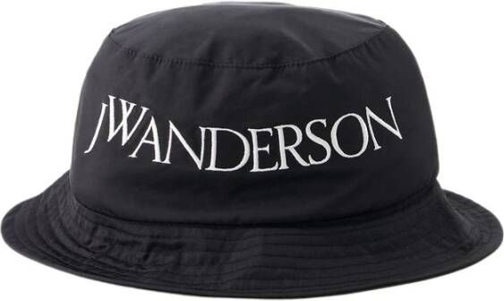 JW Anderson Zwarte Logo Bucket Hat Nylon Zwart Unisex