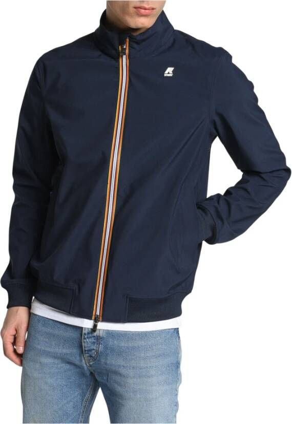 K-way Heren Nylon Jas met Koreaanse Kraag en Ritssluiting Blue Heren - Foto 8