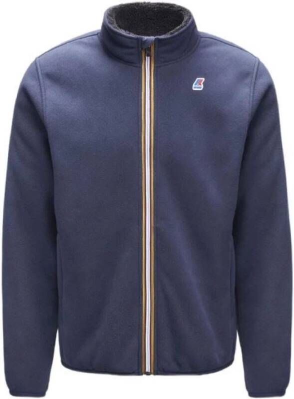 K-way Blauwe Fleece Jas met Logo Blauw Heren