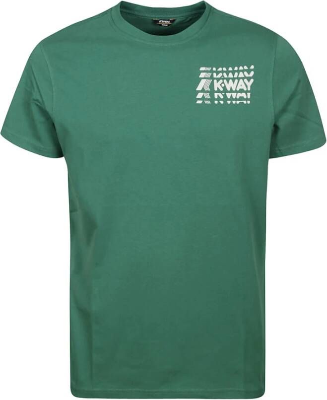 K-way Comfortabel en stijlvol T-shirt met logo print Groen Heren