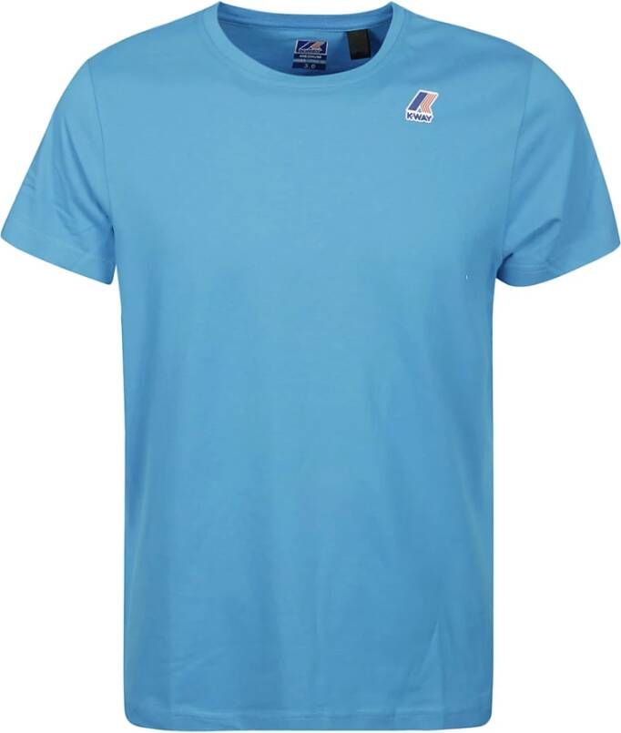 K-way Edouard Logo Katoenen T-Shirt Blauw Heren