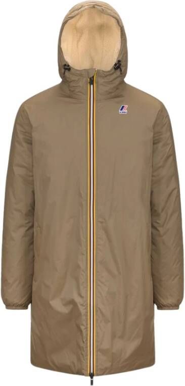 K-way Beige Waterdichte Gewatteerde Jas met Capuchon Beige