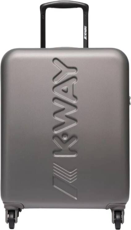 K-way Grijze Cabin Bag met Maxi Logo en TSA-slot Grijs Heren
