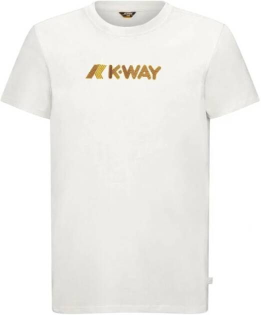 K-way Heren 3D Strepen Logo Wit T-Shirt White Heren