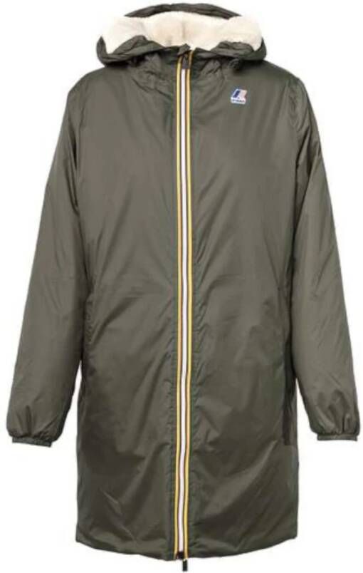 K-way Groene waterdichte gewatteerde jas met capuchon Green Dames