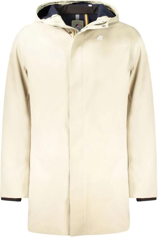 K-way Beige Trenchcoat met capuchon en fleece voering Beige Heren
