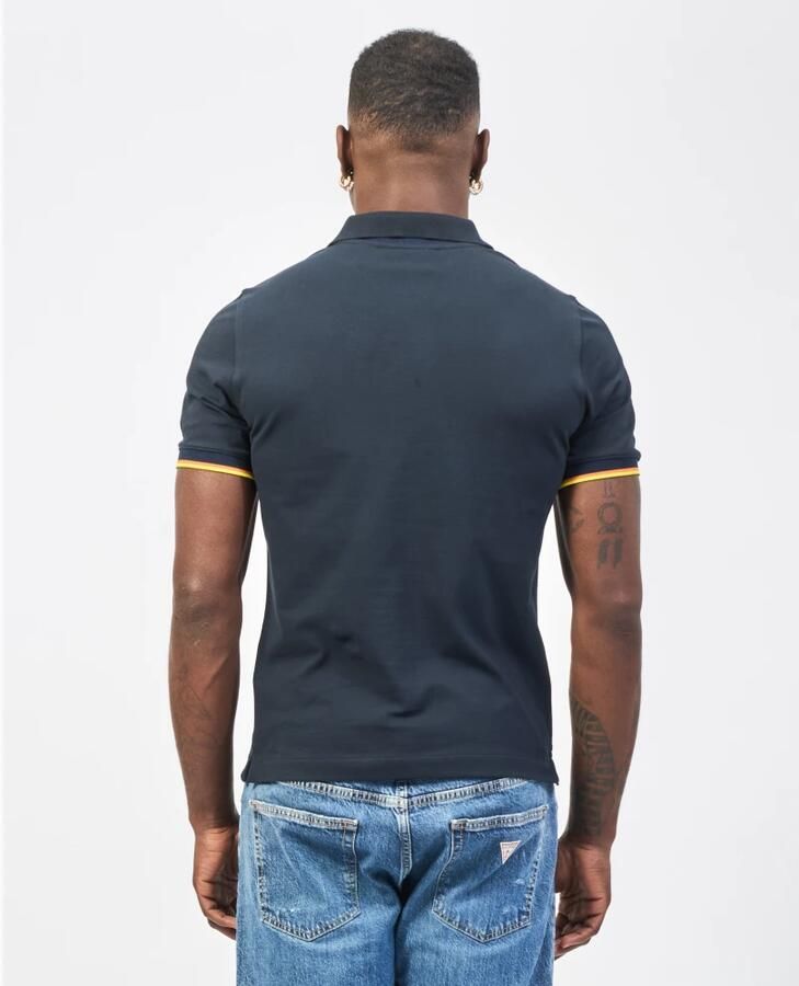 K-way Blauw Polo Shirt Stretch Katoen Blue Heren