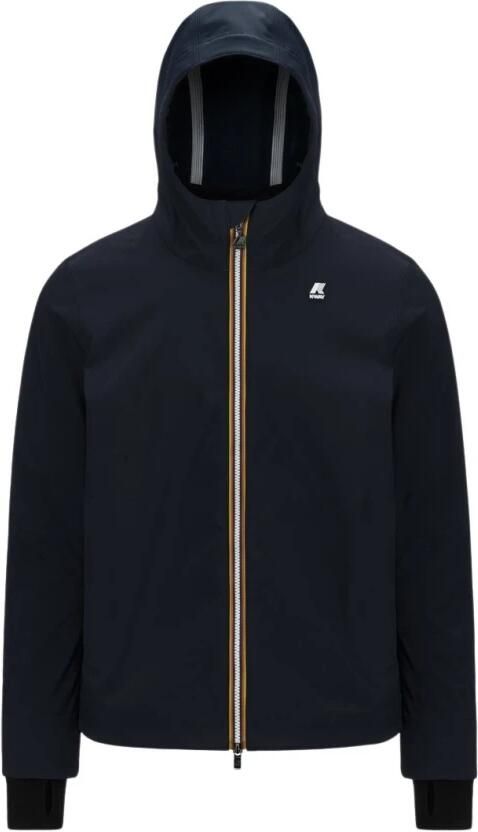 K-way Blauwe Waterdichte Winddichte Jas met Capuchon Blue Heren