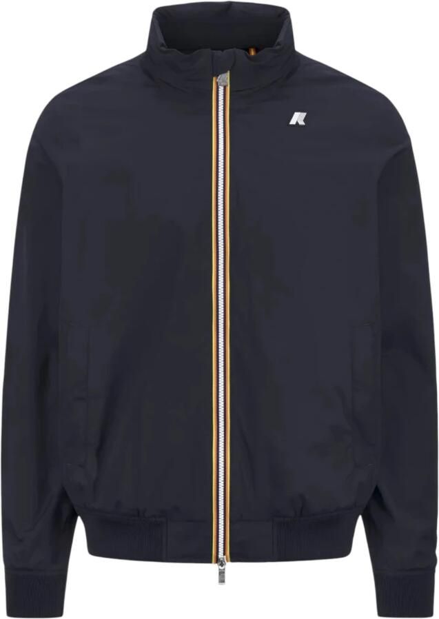 K-way Blauwe Stretch Nylon Jersey Jas Blue Heren