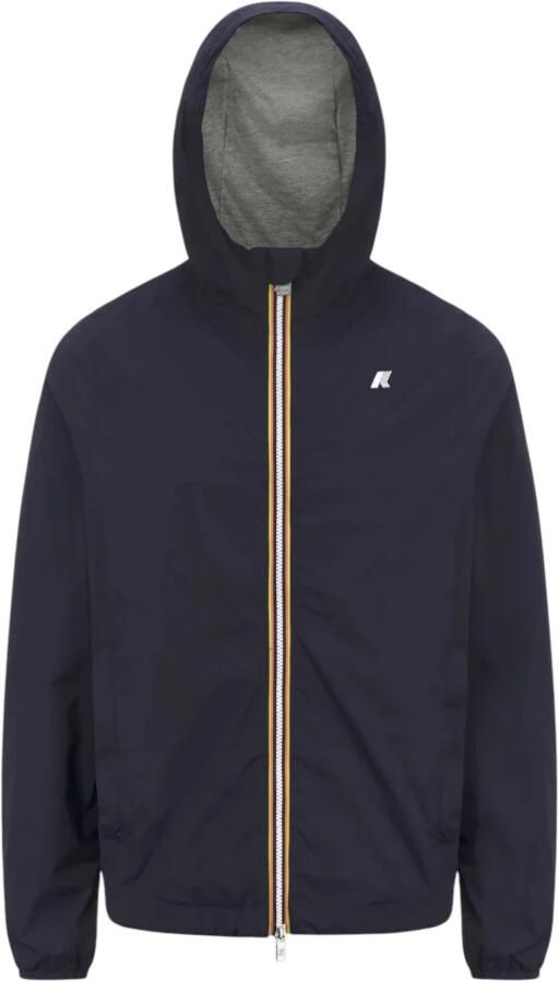 K-way Blauwe Stretch Nylon Jersey Jas Blue Heren