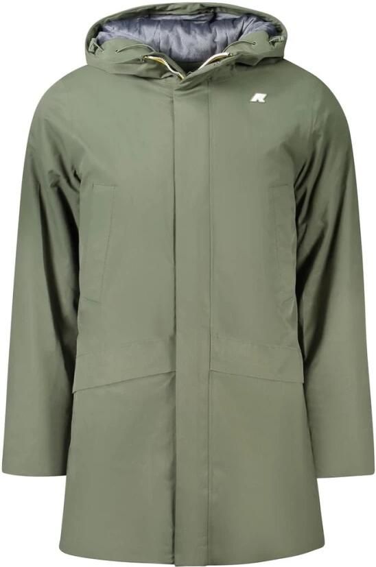 K-way Groene Nylon Trenchcoat met Capuchon Green Heren - Foto 2
