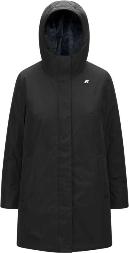 K-way Zwarte Waterdichte Donsjas met Capuchon Black Dames