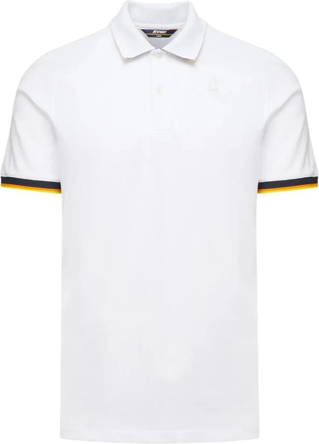 K-way Witte T-shirts en Polos met Vincent Contrast Kraag en Mouw White Heren