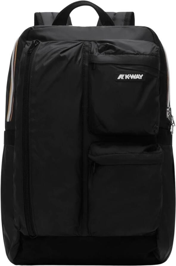 K-way Zwarte Polyamide Rugzak met Meerdere Comparti ten Black