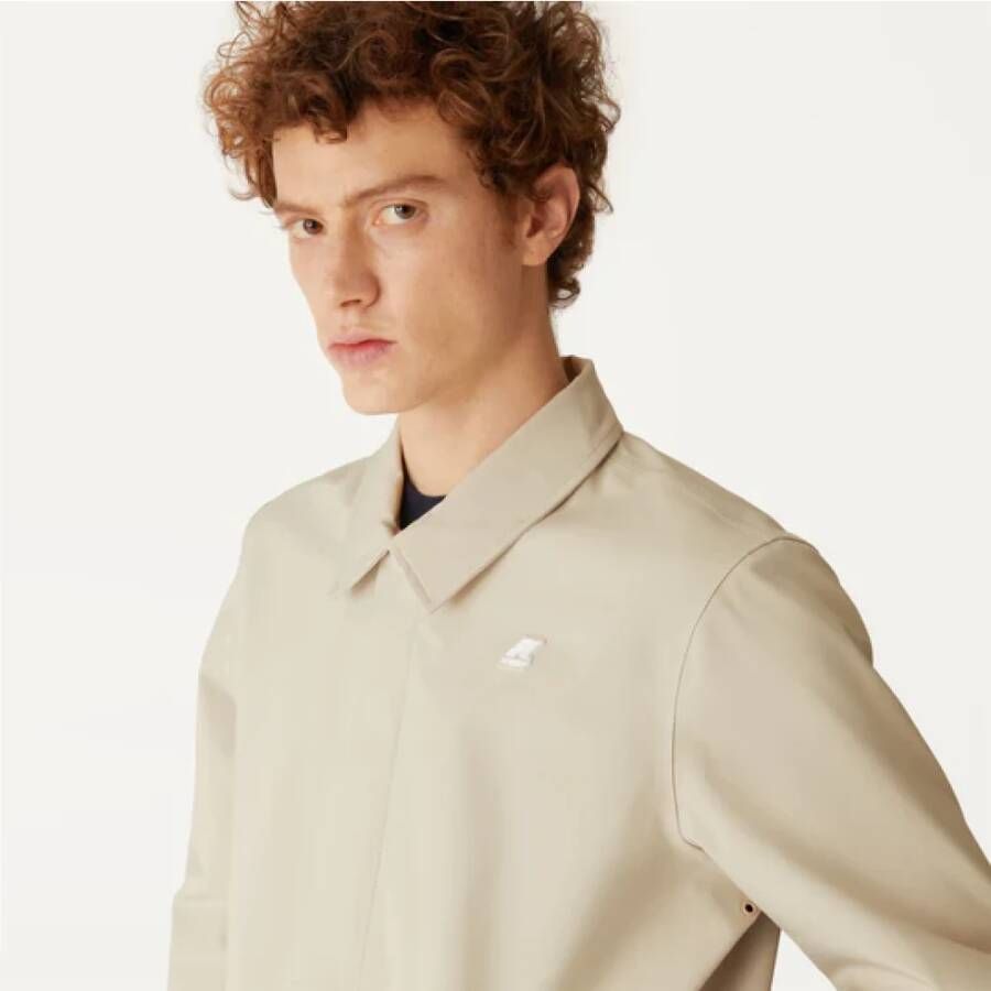 K-way Nylon Jas met Verborgen Rits Beige Heren