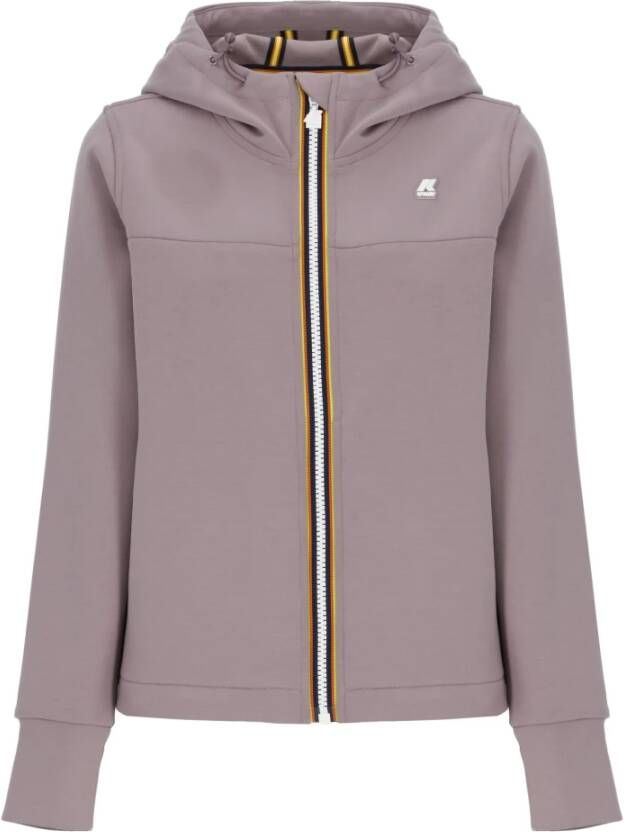 K-way Zwarte Tech Stof Jas met Capuchon Black Dames