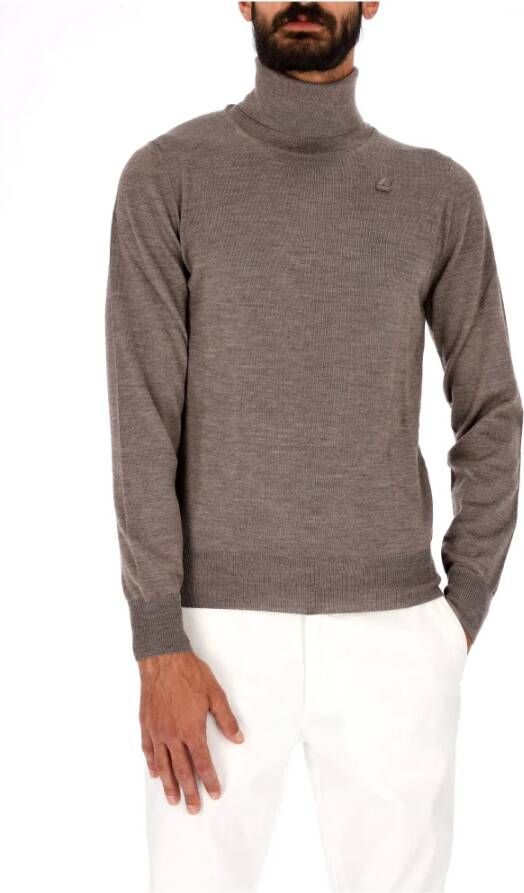 K-way Maglione dolcevita in lana merino e patch logo uomo HRY K2113Cw Beige Heren