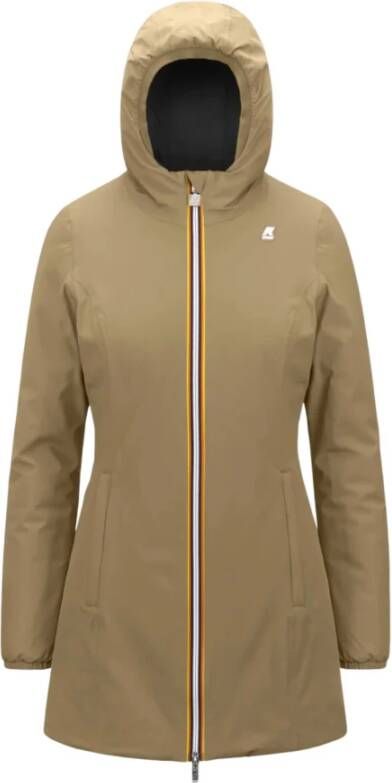 K-way Omkeerbare Beige Waterdichte Gewatteerde Jas Beige Dames