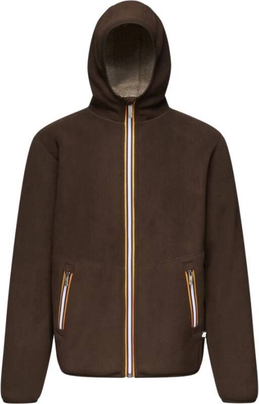 K-way Bruine Omkeerbare Pile Jas met Capuchon Brown Heren