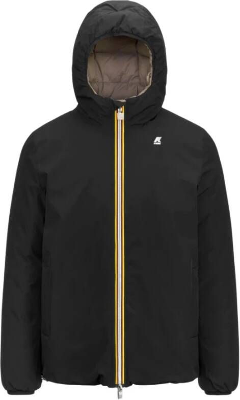 K-way Zwarte Eco Stretch Thermo Dubbele Hooded Waterdichte Jas Black Heren
