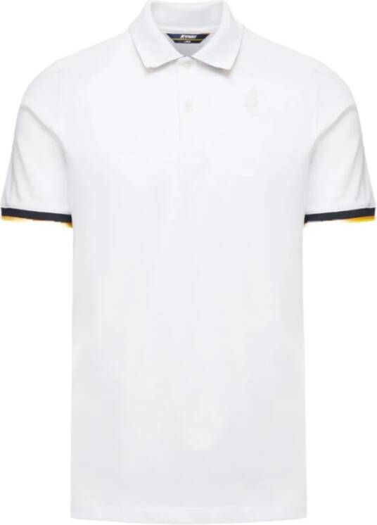 K-way Witte T-shirts en Polos met Vincent Contrast Kraag en Mouw White Heren