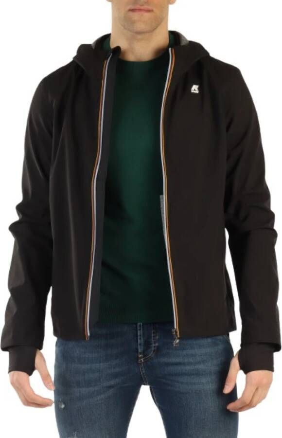 K-way Drielaagse nylon jas met verstelbare capuchon Black Heren