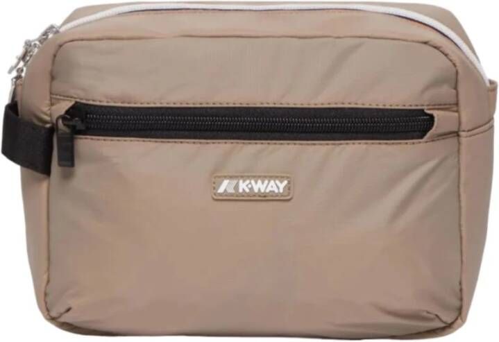 K-way Reisaccessoires: Stijlvolle Nylon Toilettas Beige Unisex