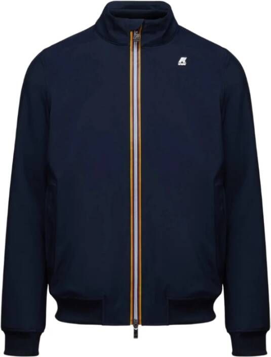 K-way Blauwe Pile Jas met Capuchon en Ritssluiting Blue Heren