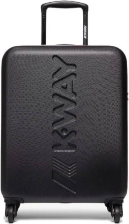 K-way Zwarte Reistrolley met Maxi Logo en Gekruiste Multikleur Elastieken Black Dames