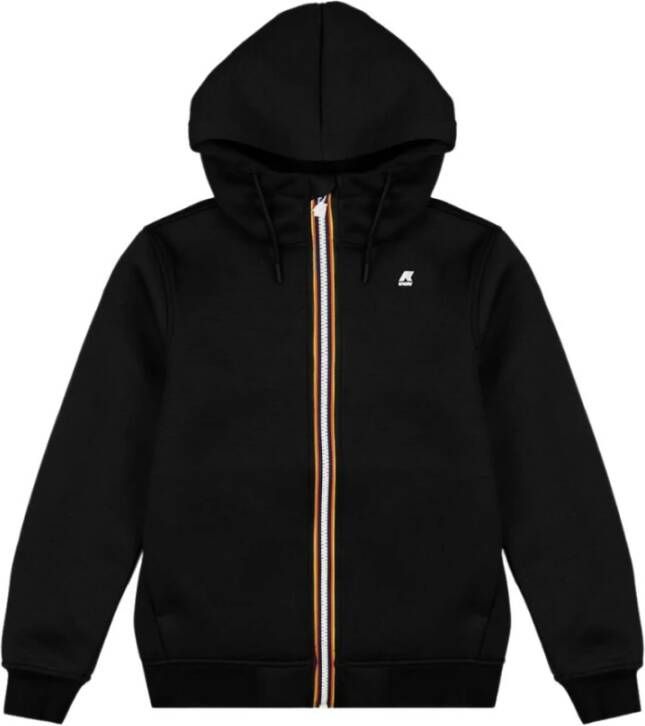 K-way Iconische rits hoodie met geribbelde randen Black Heren