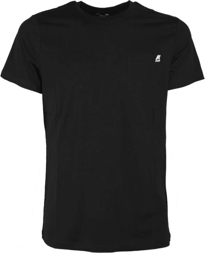 K-way Sportieve Zwarte Jersey T-Shirt met Borstzak Black Heren