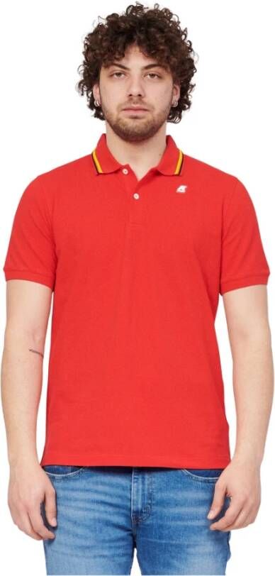 K-way Rode Polo Shirt met Gestreepte Kraag en Aangepaste Knopen Red Heren