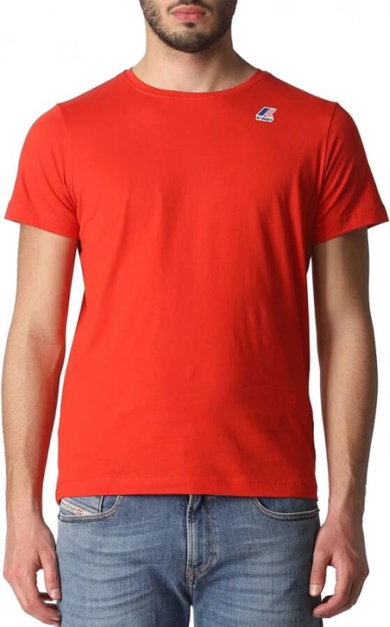 K-way Rode Katoenen T-shirt voor Mannen Red Heren