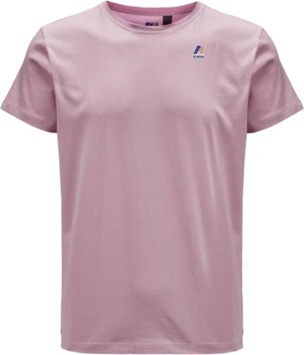 K-way Essentieel Katoenen T-Shirt voor Stijlvolle Mannen Pink Heren