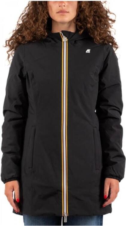 K-way Omkeerbare Polyester Jas met Verstelbare Capuchon Black Dames