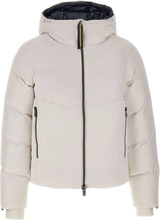 K-way Gewatteerde jas met capuchon en contrastdetails White Heren
