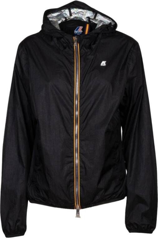K-way Iridescente Nylon Jas met Metallic Interieur Black