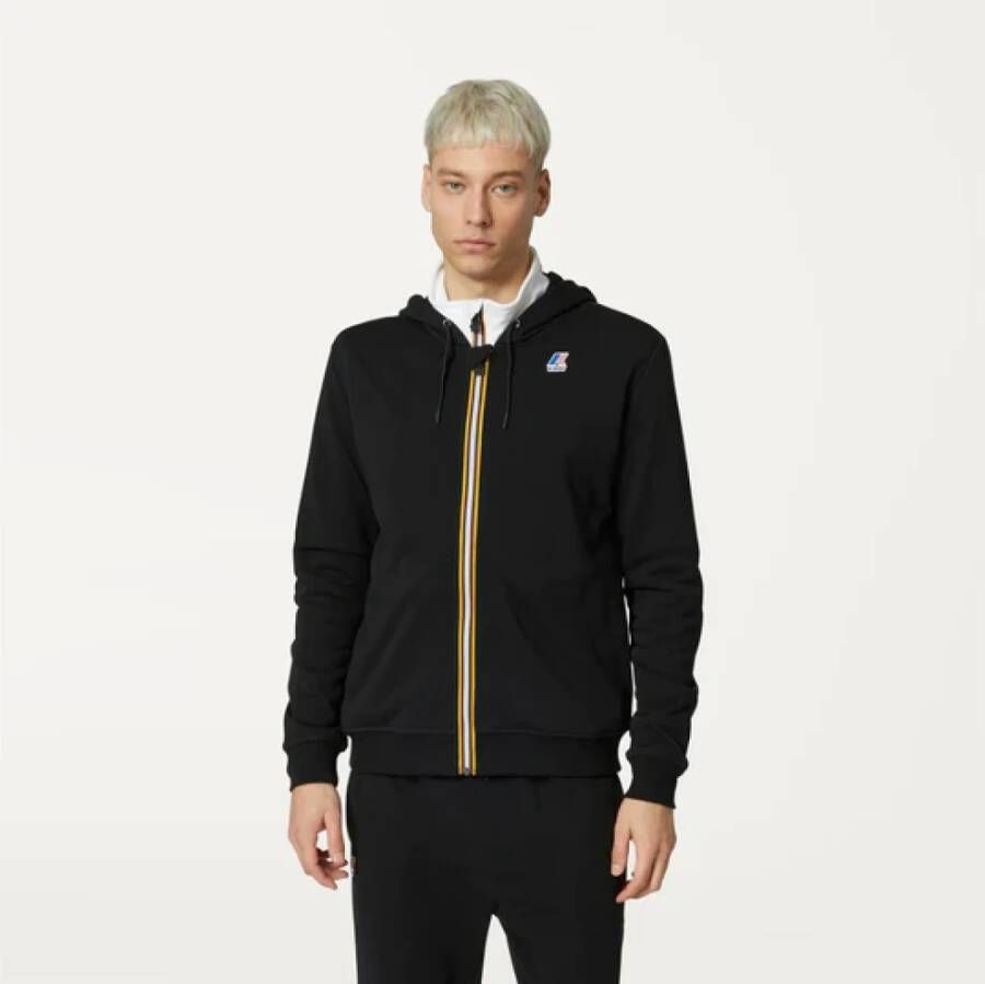 K-way Poly Cotton Unisex Zwart Puur Rits Hoodie Black Heren