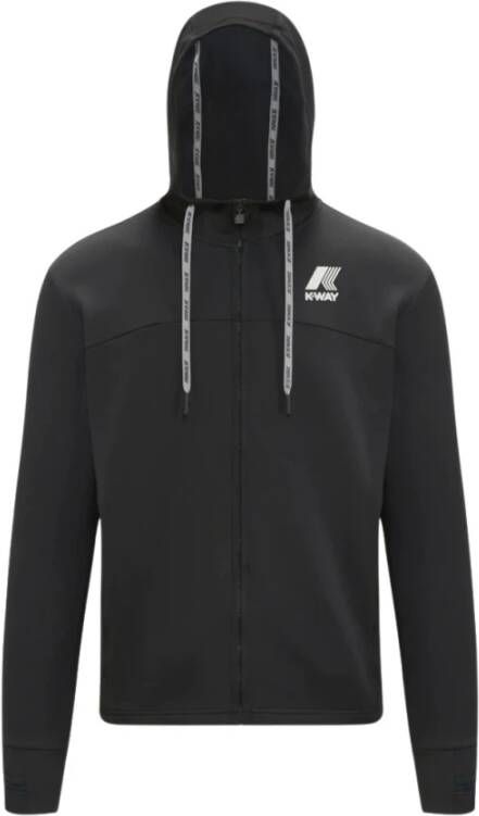 K-way Giacca Yohann in tessuto tecnico con cappuccio e zip uomo K61243W Nero Zwart Heren